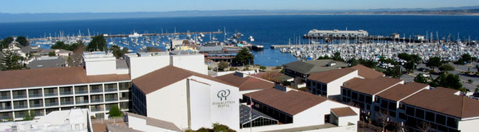 Monterey Bay 2003 Looking down on the Monterey Conference Center and the Double Tree Hotel by Pat Hathaway ©2003 Accession # 2003-001-0001